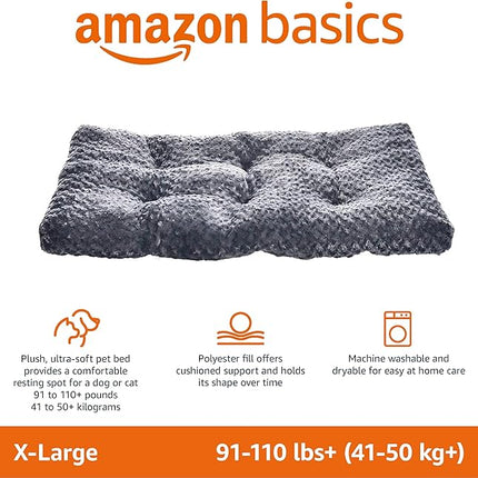 Amazon Basics Cat and Dog Bed and Crate Pad, Machine Washable, Indoor, 46 x 29 x 4 inches, Gray