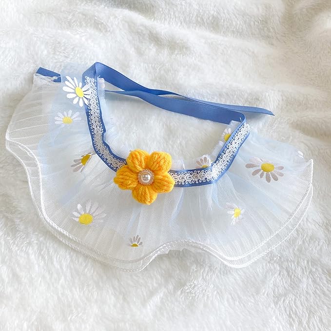 2PCS Dog Cat Collar White Lace Pet Bib Cute Scarfs Necklace Neck Strap for Pet Costume Supplies