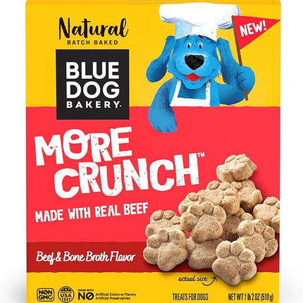 Blue Dog Bakery More Crunch Large Beef & Bone Broth Dog Treats, Dog Biscuits for Large Breeds, Healthy Treats, All Natural, 18 oz (Pack of 1)