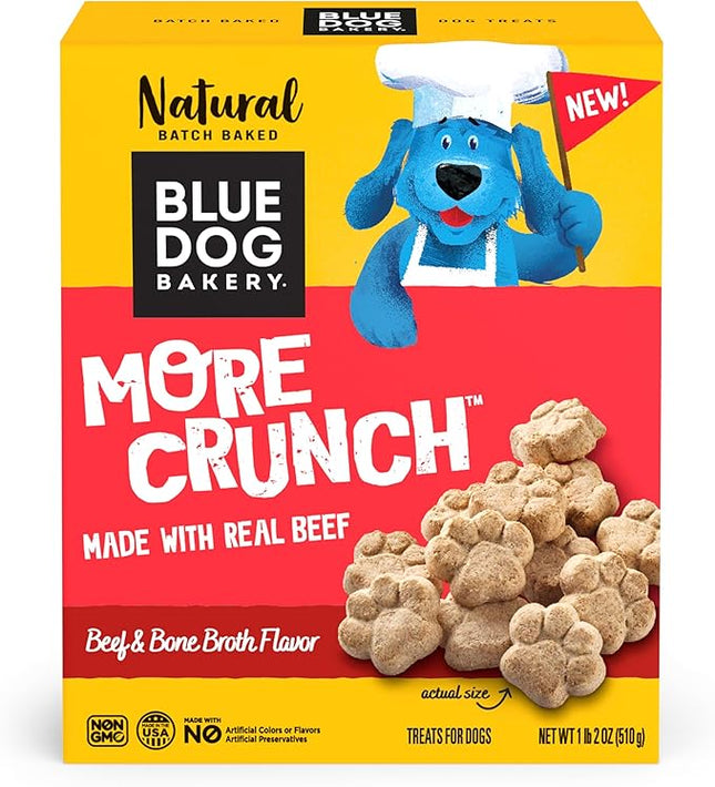 Blue Dog Bakery More Crunch Large Beef & Bone Broth Dog Treats, Dog Biscuits for Large Breeds, Healthy Treats, All Natural, 18 oz (Pack of 1)