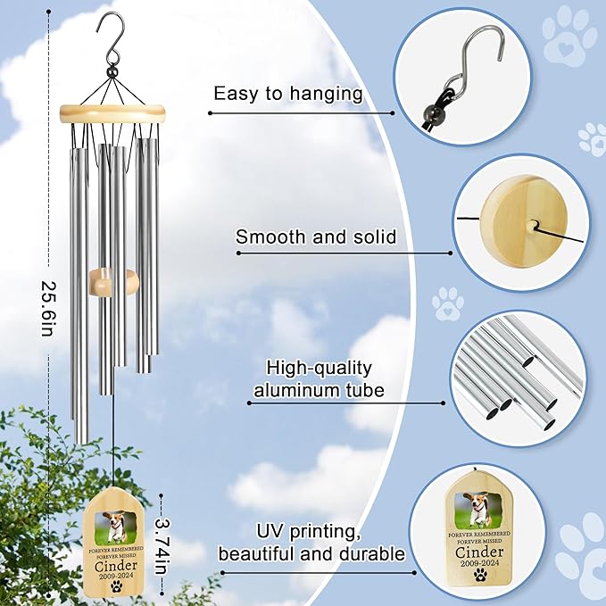Personalized Pet Memorial Gifts, Pet Memorial Wind Chime, Dog Memorial Gifts, Cat Memorial Gifts, Pet Loss Gifts, Pet Loss Sympathy Gift, Dog Bereavement Gift, Dog Remembrance Gift - Remembered