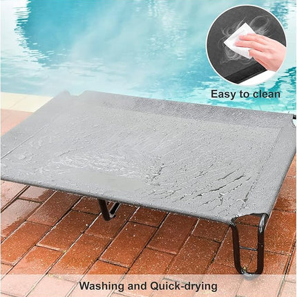pettycare Elevated Outdoor Dog Bed - Dog Cots beds for Large Dogs XL, Waterproof Raised Dog Bed Easy to Assemble, Cooling Elevated Dog Bed with Teslin Mesh, Durable, Non Slip, Up to 85 lbs,Grey