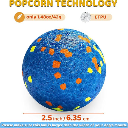 Dog Balls, Indestructible Dog Toy Ball for Aggressive Chewers, Durable High Elasticity Interactive Ball for Training Dog Catch and Fetch, Large Medium Small Dog and Puppies(Blue, 2.5in, 2pcs)