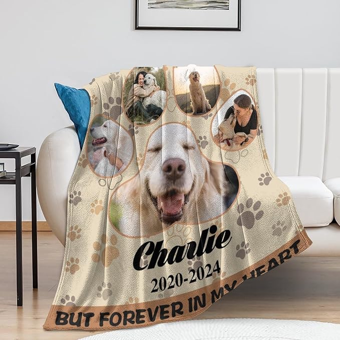 Artsadd Custom Dog Memorial Gifts for Loss of Pet Cat, Personalized Dog Blankets with Photos, Pet Memorial Throw Blanket Gifts, Pet Loss Gifts, in Loving Memory Blanket for Pet Cat Lovers