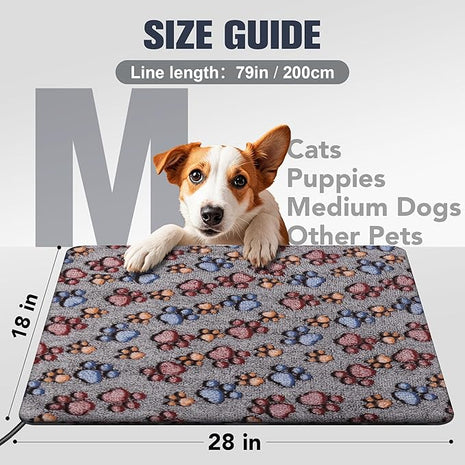 Cat Heating Pad, Waterproof Pet Heating Pad for Cats Dog Indoor, 11 Adjustable Temperature Cat Warming Bed Mat with Timer, Indoor Heated Bed with Chew Resistant Cord (M: 28'' L X 18'' W)