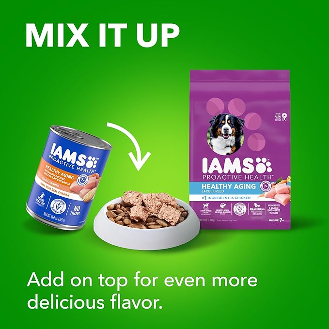 IAMS Proactive Health Healthy Aging Large Breed Dog Food for Mature and Senior Dogs with Real Chicken, 15 lb. Bag