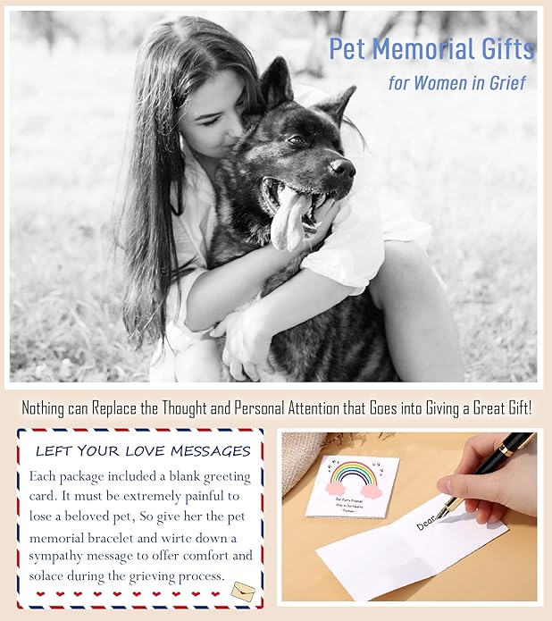 TONY & SANDY Dog Memorial Gifts, Pet Sympathy Rainbow Bridge Pet Memorial Bracelet for Men Women Girls Who Loss of Beloved Dog Cat