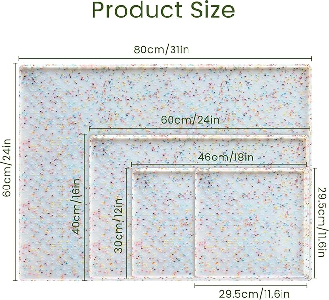 Ptlom Dog Food Mat Anti-Slip Dog Bowl Mats for Food and Water, Waterproof Pet Placemat Prevents Messy Spill to Floor, Silicone Puppy Feeding Tray for Small, Medium and Large Dogs Cats