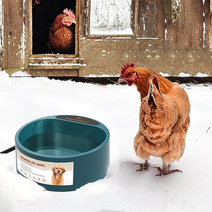 NAMSAN Heated Water Bowl for Outdoor Cats, 2.2L Heated Dog Bowl, Provides Drinkable Water in Winter, Heated Pet Drinker for Chickens Rabbits Birds Bath, Livestock Thermal Watering Trough