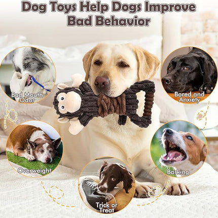 Plush Dog Toy with Crinkle Paper, Tug of War Pull Interactive Toys for Puppies to Large Dogs