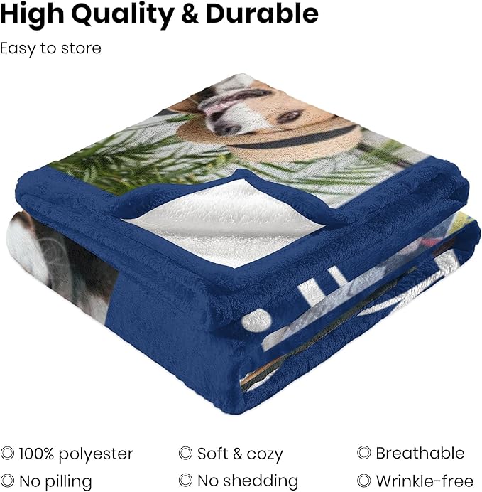 Custom Blanket with Pictures, Dog Memorial Gifts for Loss of Dog, Pet Memorial Gifts for Dogs Cats, Personalized Photo Blanket with Pet Name, Bereavement Gift for Loss of Pets