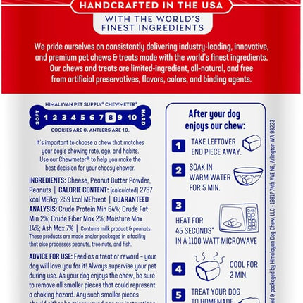 Himalayan Dog Chew Original Yak Cheese Chew, Peanut Butter, 1 Large Stick, 3.3 oz, Gluten Free, Healthy Treats, Grain & Lactose Free 100% Natural, Long Lasting Chews for s Under 55 lbs