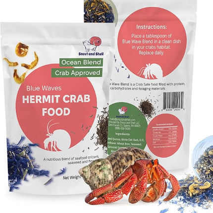 Blue Waves Hermit Crab Food – Marine Protein with Krill, Bloodworms & Sea Veggies – 30g – Snout and Shell