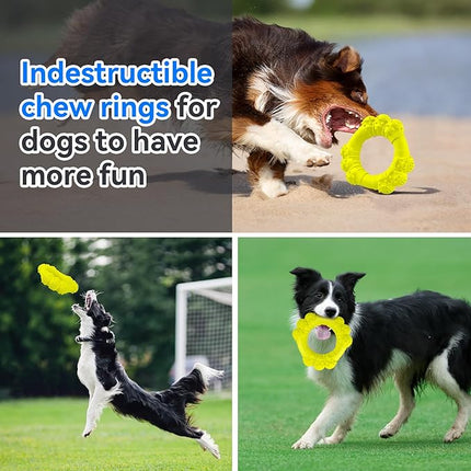 Indestructible Dog Chew Ring Toys for Aggressive Chewers, Super Chewer Dogs Toy for Medium Large Dogs, Puppy Teething Rings for Relax, Interactive Dog Toy, Heavy Duty Teething Toys