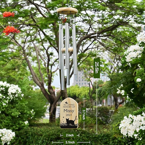 Cat Memorial Gifts for Loss of Cat, Jocidea Personalized Cat Memorial Wind Chime, Loss of Cat Sympathy Gift, Cat Remembrance Gifts, in Memory of Cat - in Loving Memory