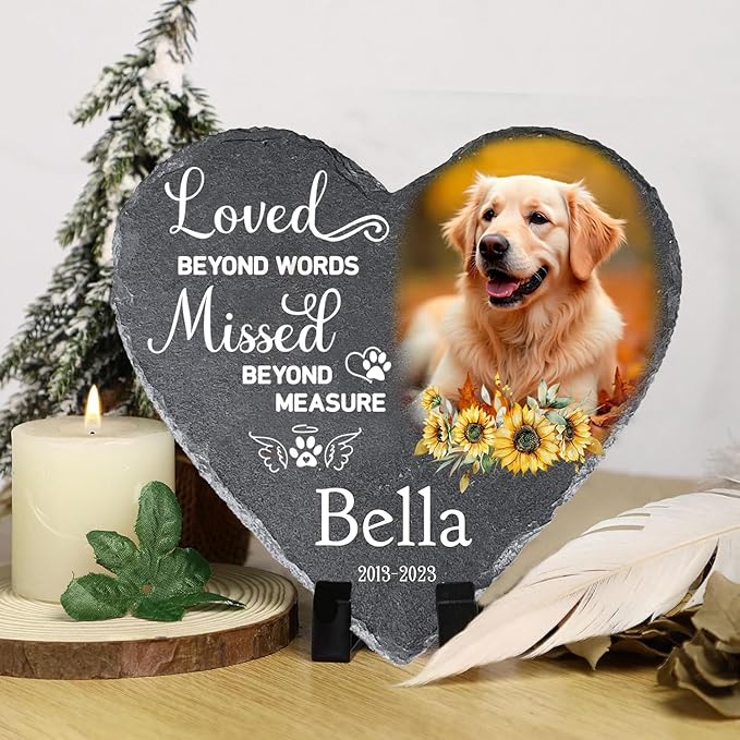 Gabita Dog Memorial Stone Custom with photo Name and Years, Pet Memorial Gifts for loss of Dogs, Personalized Pet Grave Markers Headstone Cemetery Decorations for Dog