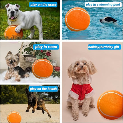 9.5" Large Dog Tennis Balls, 2 Pack Interactive Pet Toys for Playing Training Outdoor Indoor, Oversize Rubber Inflatable Dog Ball with Pump & Needle for Small Medium Large Dogs
