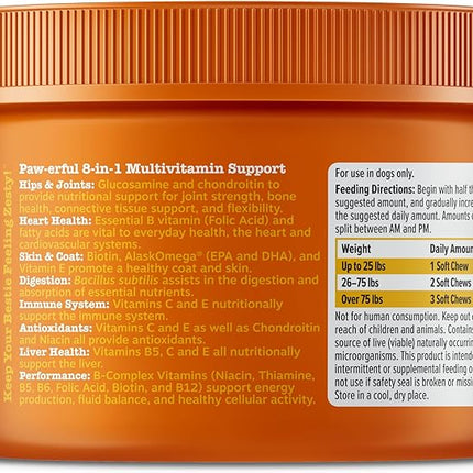 Zesty Paws Dog Multivitamin, Chewable Dog Vitamins and Supplements for Hip & Joints, Skin & Coat, Omega 3 Fish Oil for Dogs- Senior & Puppy Multivitamin - Chicken Mini Bites- 90ct