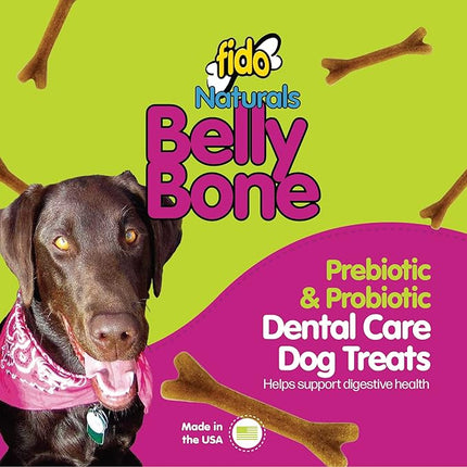 Fido - Belly Bones for Dogs, 4 Yogurt Flavor Large Dog Dental Treats (Made in USA) - 4 Count Dog Treats for Large Dogs - Plaque and Tartar Control for Fresh Breath, Digestive Health Support