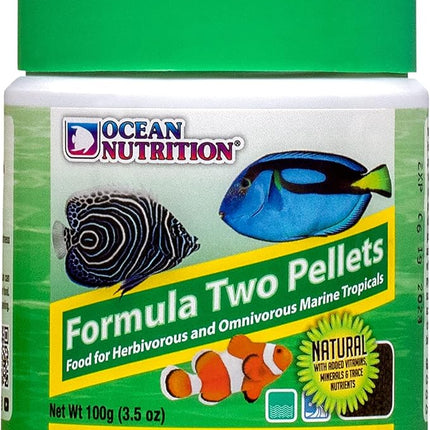 Ocean Nutrition Formula Two Pellets - Fish Food for Herbivorous & Omnivorous Marine Tropical Fish, High Protein(40%) - 3.5 oz (100 g) Small Pellets
