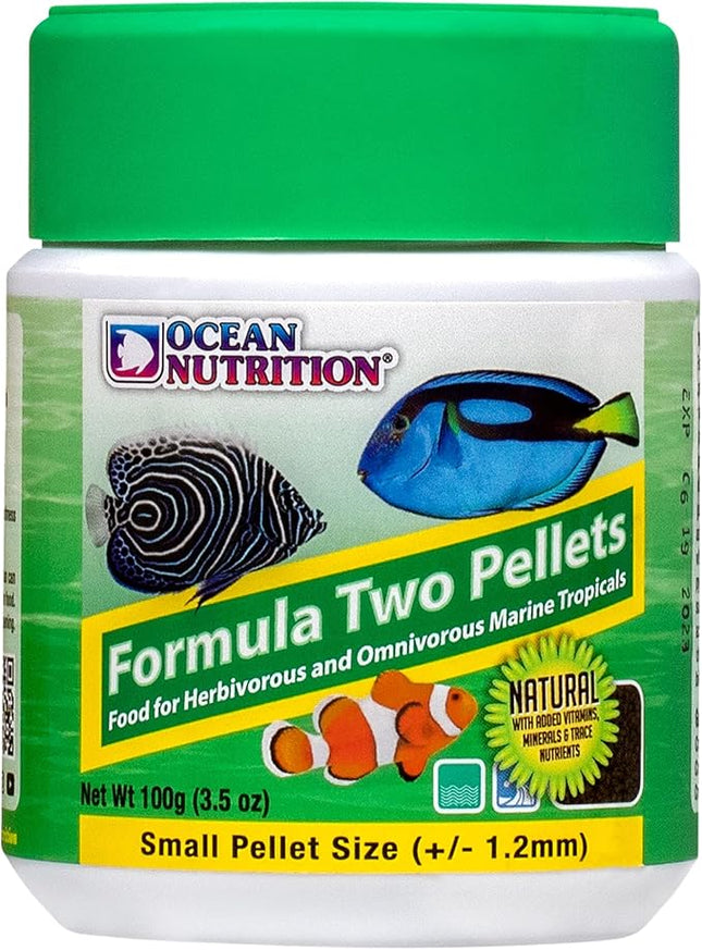 Ocean Nutrition Formula Two Pellets - Fish Food for Herbivorous & Omnivorous Marine Tropical Fish, High Protein(40%) - 3.5 oz (100 g) Small Pellets