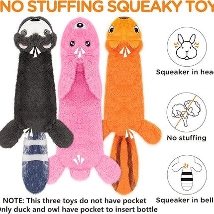 FIREOR Dog Squeak Toys, No Stuffing Plush Crinkle Water Bottle Dogs Chew Toy for Small Medium Large Breed Chewer Squeaky Tough Durable Puppy Teething Chewing Interactive Keep Them Busy Birthday Gifts