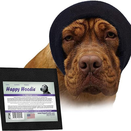 Happy Hoodie The Original Dog & Cat Calming Band - American Brand - Anxiety Relief/Noise Protection-Grooming-Thunder-Fireworks (X-Large, Black) - Since 2008