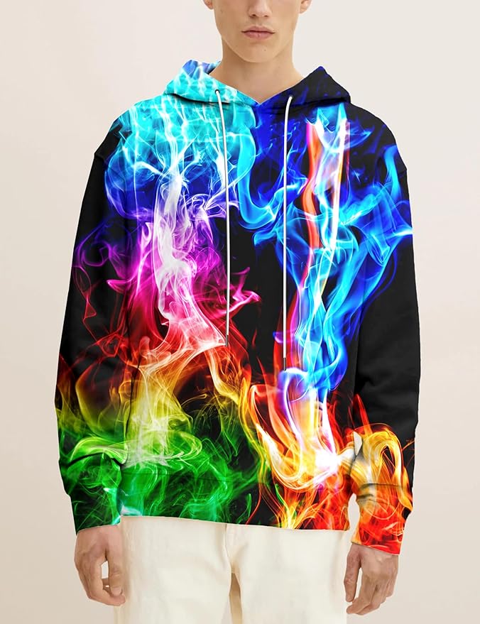 Yasswete Unisex Adults 3D Printed Fashion Hoodies for Men Women Pullover Novelty Sweatshirts with Big Pockets