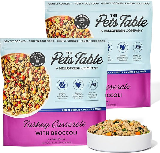 The Pets Table Human-Grade Turkey Casserole Fresh Dog Food, Dog Food Topper or Complete Meal, 6 Count of 36-oz Pouches, 13.6lbs