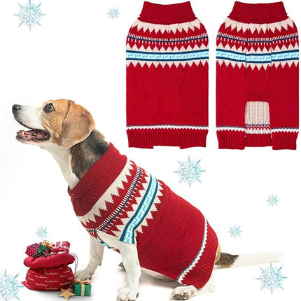 BINGPET Christmas Dog Sweaters for Winter,Turtleneck Classic Knit Dog Sweaters for Small Medium Large Dogs,Knitted Holiday Sweaters for Outdoors Playing,Warm Puppy Dog Cat Clothes,S