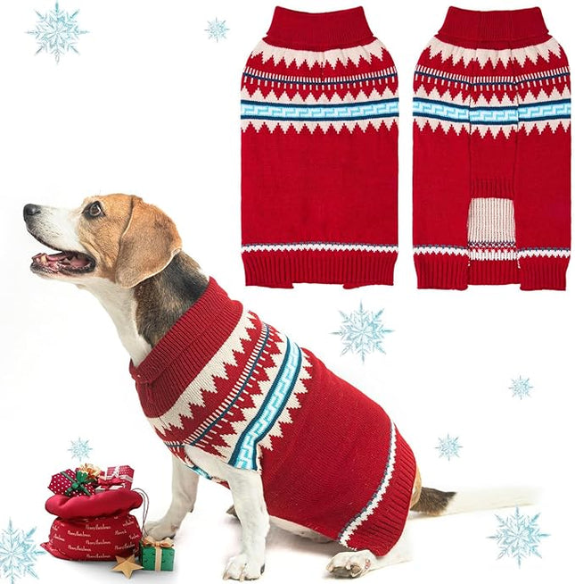BINGPET Dog Sweater - Turtleneck Classic Knit Dog Sweaters for Small Medium Large Dogs, Pet Winter Clothes Warm Sweatshirts Outfits for Doggie and Cats Red M