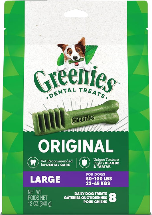 Greenies Original Large Dental Dog Treats, 12 oz. Pack (8 Treats)