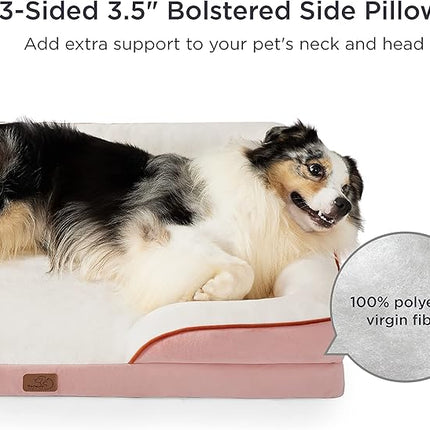 Bedsure Orthopedic Dog Beds Large Sized Dog - Washable Large Dog Cat Bed Waterproof, Comfort Dogs Couch Sofa with Washable Removable Cover, Pet Bed with Nonskid Bottom, Pink, 35"