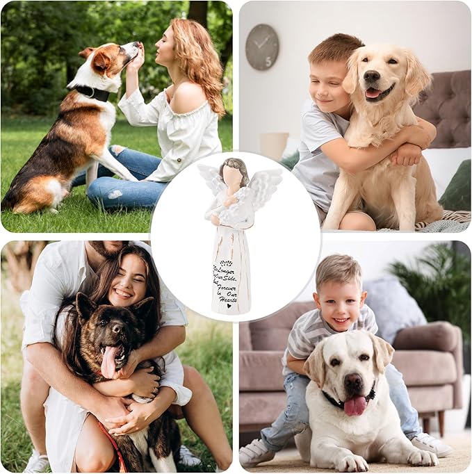 Loss of Dog Sympathy Gift, Dog Memorial Gifts, Angel Figurine, Remembrance Keepsake, Pet Sympathy Gift(White-S Size)