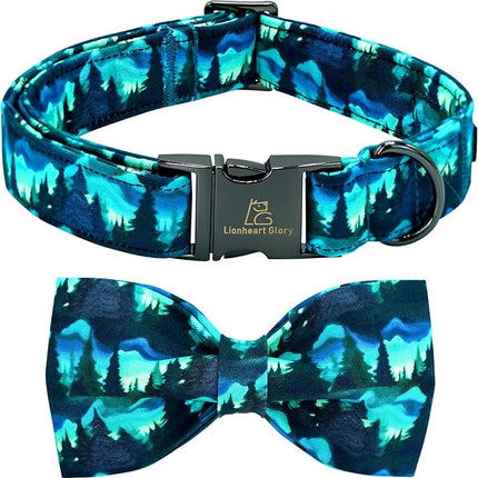 Lionheart glory Dog Bow Collar Green Spring Summer Cute Collars for X-Small Dogs, Soft Duty Adjustable Dog Collar with Bowtie Puppy Collars Bows Pet Gift