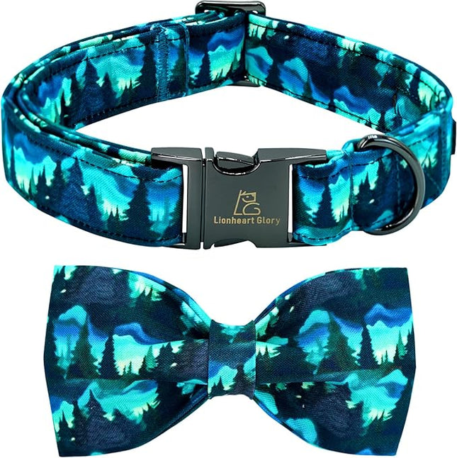 Lionheart glory Dog Bow Collar Green Spring Summer Cute Collars for X-Small Dogs, Soft Duty Adjustable Dog Collar with Bowtie Puppy Collars Bows Pet Gift