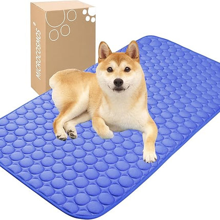 MICROCOSMOS Summer Cooling Mat & Sleeping Pad- Water Absorption Top, Materials Safe, Easy Carry, EZ Clean. Keep Cooling for Pets, Kids and Adults.(Navy Blue, 48" x24")