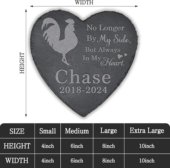 Pet Memorial Stone Chicken - Chicken Headstone - Chicken Memorial Stone - Chicken Memorial Gifts - Loss of a Chicken - Chicken Loss Gifts (Heart-Shaped)