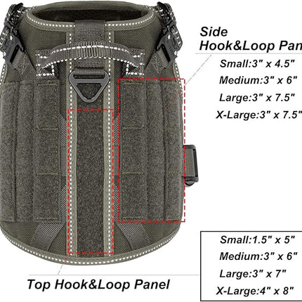 ICEFANG Tactical Dog Harness, Small Size,2X Metal Buckle,Working Dog MOLLE Vest with Handle,No Pulling Front Leash Clip,Hook and Loop Panel (Green,S (Pack of 1))