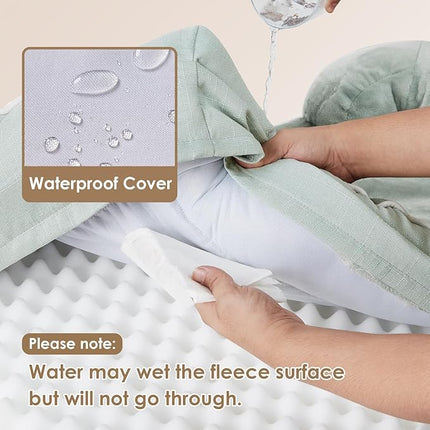 EHEYCIGA Orthopedic XL Dog Beds, Waterproof Memory Foam Dog Bed for Extra Large Dogs, Non-Slip Bottom and Egg-Crate Foam Big Pet Couch Bed with Washable Removable Cover, Sage Green