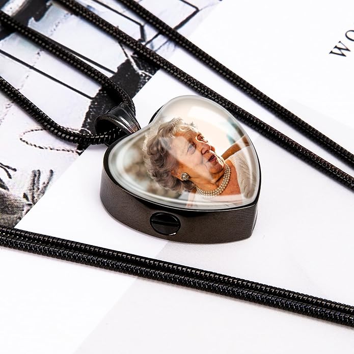 Farfume Personalized Pet Urn Necklace for Dog Cat Ashes Cremation Pet Memorial Customized Photo Text Engraving Pendant Keepsake Funeral Jewelry