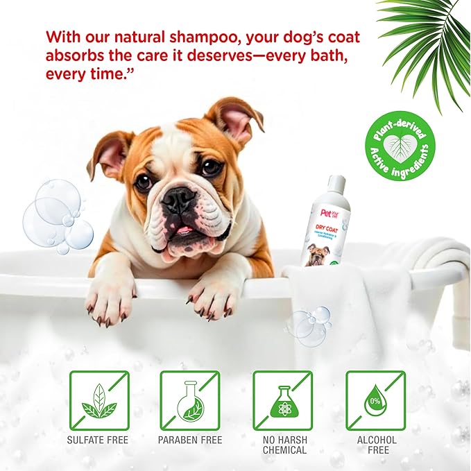 Natural Dog Shampoo for Dry Coats – Intense Hydration & Conditioning with Aloe, Coconut & Jojoba Oil – Moisturizing & Deodorizing Grooming Wash for Sensitive Skin- 16 oz