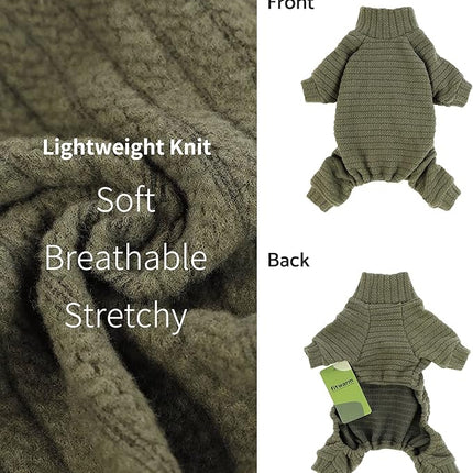 Fitwarm Turtleneck Knitted Dog Sweater Puppy Pajamas Thermal Doggie Winter Clothes Knitwear Pet Coats Cat Apparel Green Large