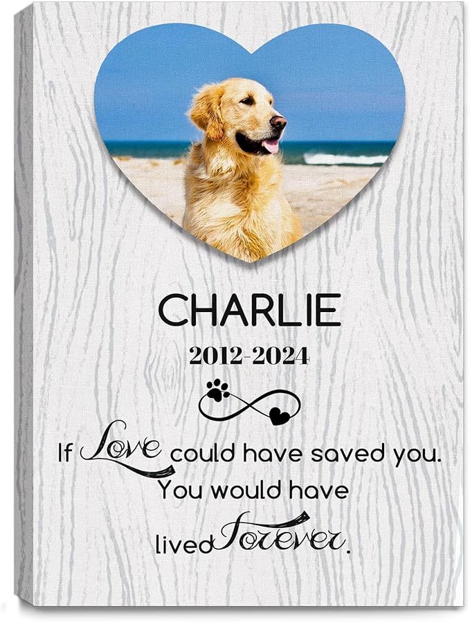 Personalized Pet Memorial Gifts for Dogs Customized Gifts for Dogs Cats Custom Loss of Pet Sympathy Gift Canvas Dog Loss Gift Canvas with Picture Name