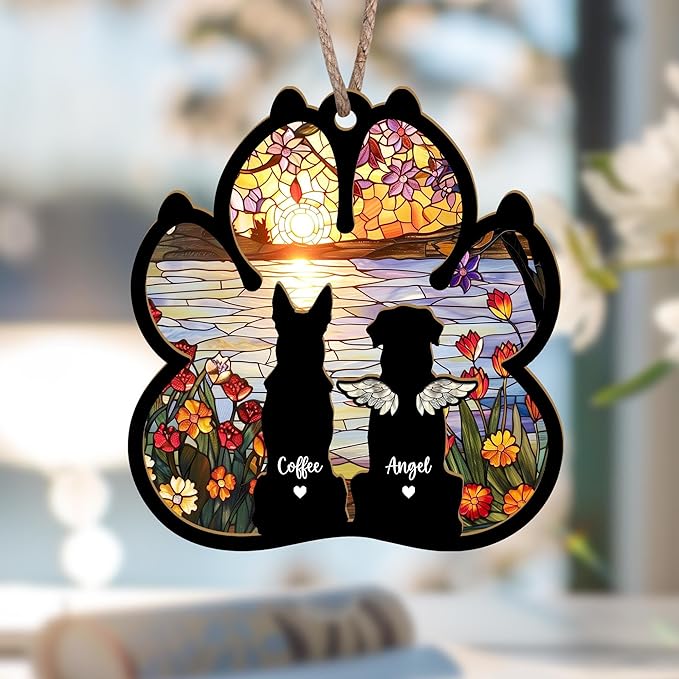 Personalized Dog Loss Sympathy Suncatcher Gift, Custom Dog Memorial Suncatcher, Pet Memorial Gift, Loss of Dog Gift, Dog Remembrance Gift, Pet Memorial Gift