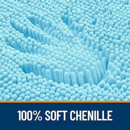 OLANLY Bathroom Rugs 47x24, Extra Soft Absorbent Chenille Bath Rugs, Rubber Backing Quick Dry, Machine Washable Bath Mats for Bathroom Floor, Tub and Shower, Home Decor Accessories, Sky Blue