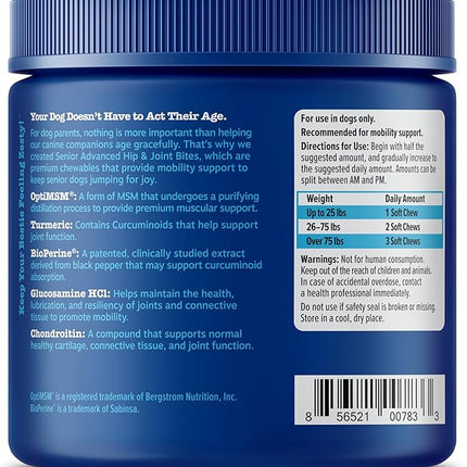 Zesty Paws Mobility Bites Joint Supplement for Dogs - Soft Chews with Glucosamine for Dogs, Chondroitin, & MSM + Vitamins C and E - Adv Chicken - 90 Count