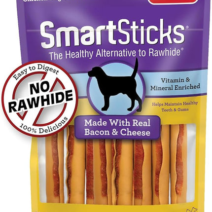 SmartBones SmartSticks, Treat Your Dog to a Rawhide-Free Chew Made With Real Bacon and Cheese, 10 count (24 pack)