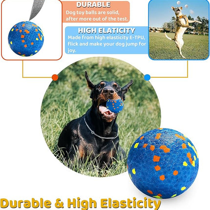 Dog Balls, Indestructible Dog Toy Ball for Aggressive Chewers, Durable High Elasticity Interactive Ball for Training Dog Catch and Fetch, Large Medium Small Dog and Puppies(Blue, 3in, 2pcs)