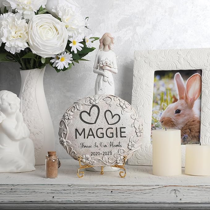 28 Personalized Rabbit Memorial Stone Designs – Outdoor Weatherproof Pet Memorial Stones for Headstones, Tombstones, Gravestones, and Grave Markers – Memorial Gifts for The Loss of a Rabbit